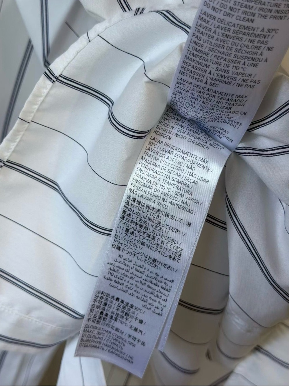 Balenciaga White Shirt with Black Logo and Navy Pinstripes - Picture 5 of 5